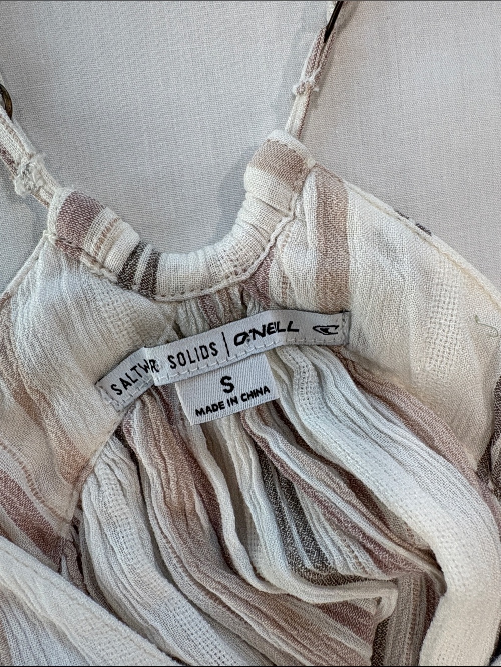O'Neill Cream and Taupe Striped Mini Dress - Picture 2 of 4